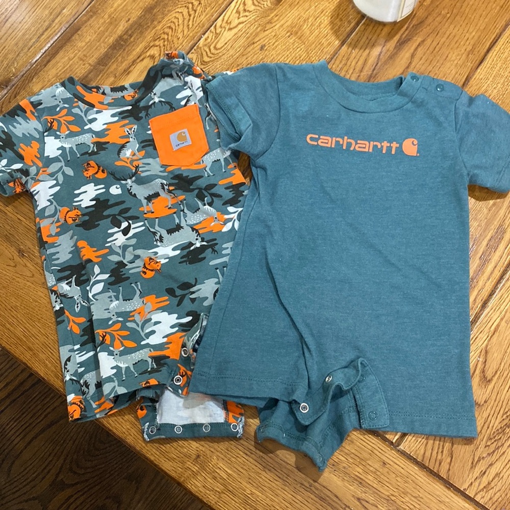 EUC Baby Carhartt Short Rompers